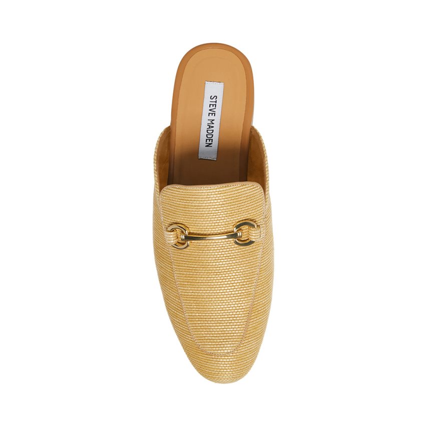 Gold Steve Madden Mateo Natural Raffia Men's Mules | PH 9851VWH